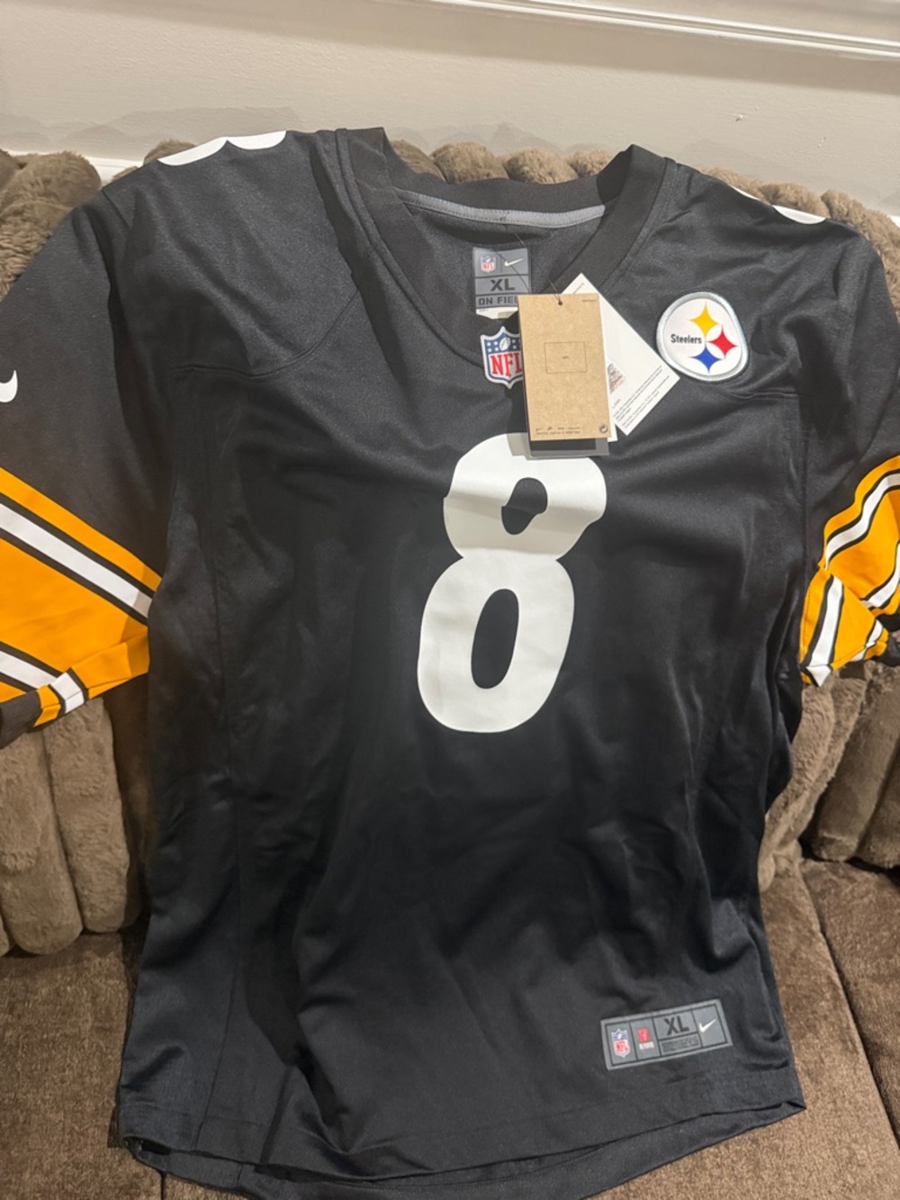 Nike Black & Gold #8 Steelers Football Jersey - Picture 2 of 3